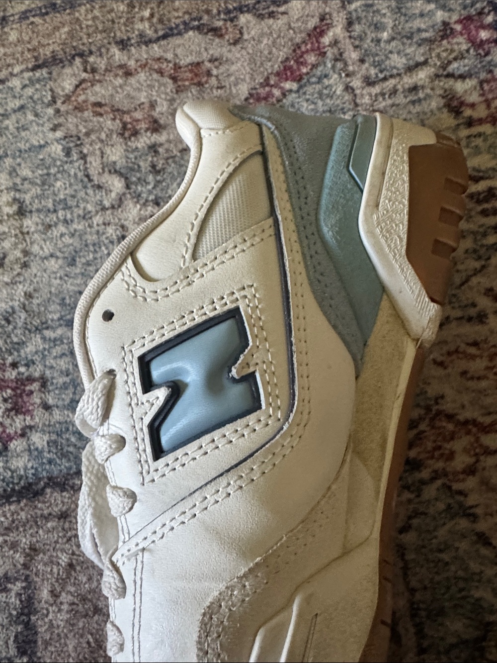 New Balance 550 White & Light Blue Sneaker - Picture 4 of 5